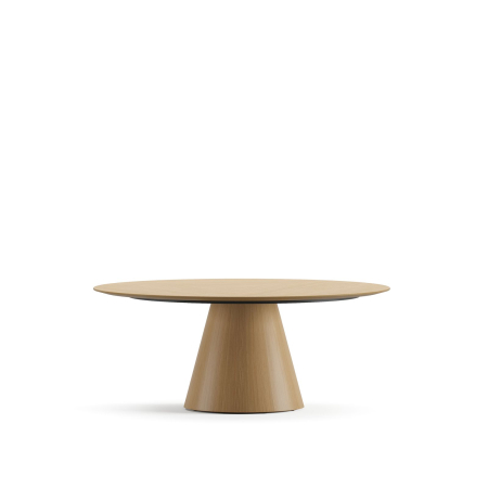 Designers' Choice - Masă de dining cu picior și blat din furnir cu aspect de stejar - TEAR 120