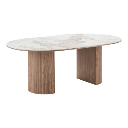 Mobila dining - Masa dining extensibila Athens ceramica alba, 120-200 cm