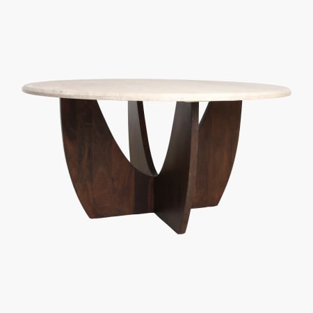 Promotii - Masa dining rotunda Travertin cu baza canelata, Ø120 cm