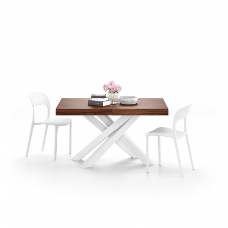 Masă extensibilă metalică albă, nuc 140 cm - EMMA [1]