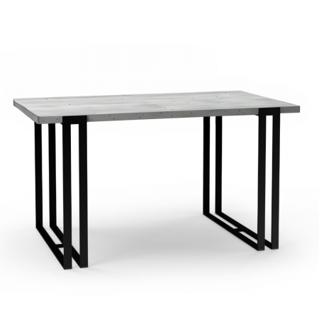Masă extensibilă cu structură metalică neagră și blat gri beton - HORTEN