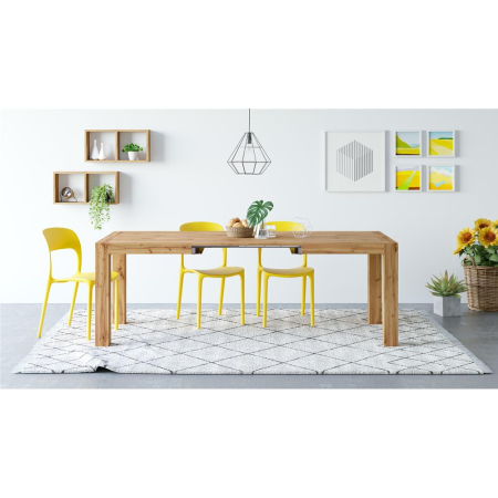 Masă extensibilă din melamină cu aspect de lemn de stejar rustic - IACOPO [2]