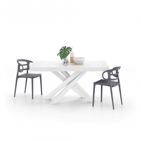 Masă extensibilă metalică albă, beton alb,160 cm - EMMA [1]