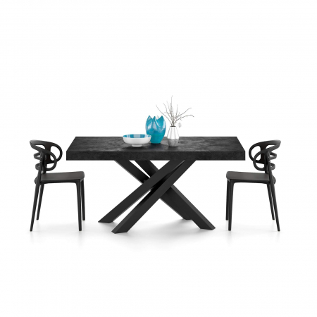 Masă extensibilă metalică neagră, negru beton,160 cm - EMMA [2]