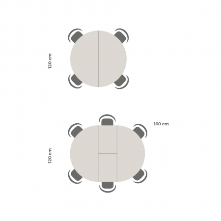 Masă extensibilă, rotundă, metalică neagră, negru ciment - EMMA [7]