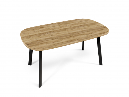 Mese - Masă extensibilă, structură metalică neagră, blat cu aspect de stejar rustic - SOLO 120