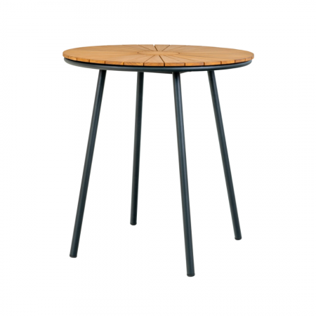 Mobila dining - Masă interior/exterior, structură metalică, blat din lemn de tec, ø70x74 cm - CLEVELAND
