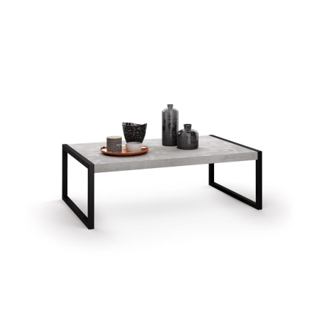 Masute de cafea - Măsuță de cafea cu structură metalică neagră și blat din melamină, gri - LUXURY COFFEE