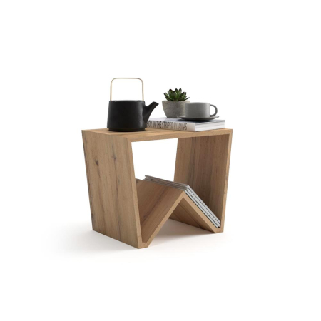 Masute de cafea - Măsuță de cafea din melamină cu aspect de lemn de stejar rustic - EMMA COFFEE