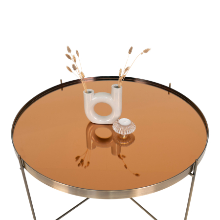 Măsuță de cafea din otel, în culoare alamă și blat din sticlă - VENEZIA [2]