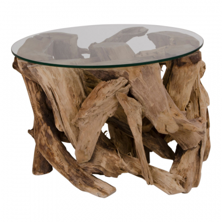 Măsuță de cafea, lemn de tec și sticlă - GRAND CANYON