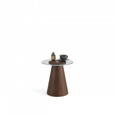 Designers' Choice - Măsuță de cafea ovală, MDF furniruit, nuc, blat din sticlă -  TEAR 55