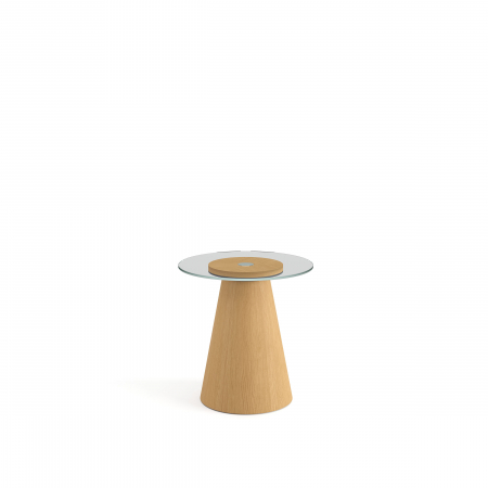Designers' Choice - Măsuță de cafea ovală, MDF furniruit, stejar, blat din sticlă -  TEAR 45
