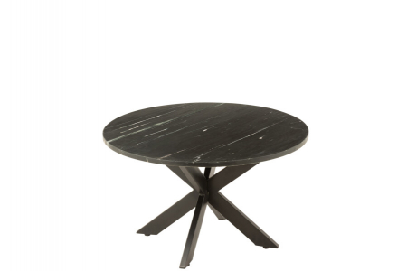 Masute auxiliare - Măsuță de cafea rotundă, marmură neagră, 80x80x49cm - IRON BLACK