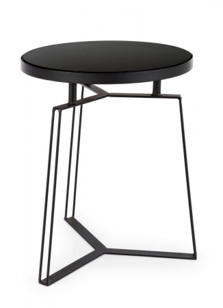 Masute auxiliare - Măsuță de cafea, structură metalică, blat sticlă, Q40x50cm - ZAIRA