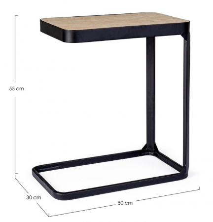 Măsuță laterală ramă metalică, blat din mdf furniruit cu lemn de brad - EVERITT [4]