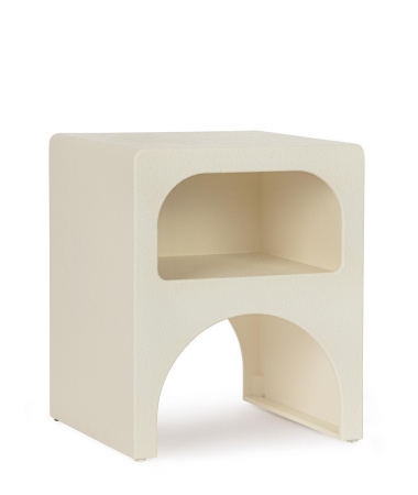 Mobila dormitor - Noptieră MDF, culoare albă, 39,5x35x48,5 cm - CREAMY