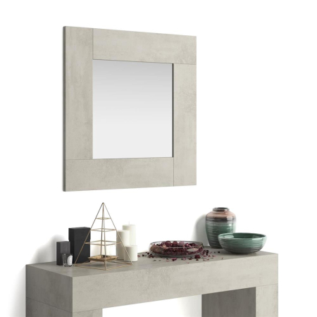Oglinzi - Oglindă pătrată de perete, 73 x 73 x 2 cm, culoare gri beton - EVOLUTION
