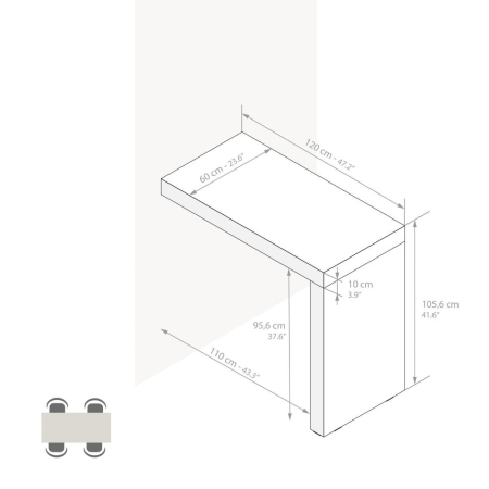 Peninsulă pentru bucătărie, 120 cm, structură din melamină, culoare frasin alb - EVOLUTION [2]