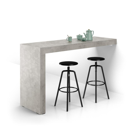Mese - Peninsulă pentru bucătărie, 180 cm, structură din melamină, culoare gri beton - EVOLUTION