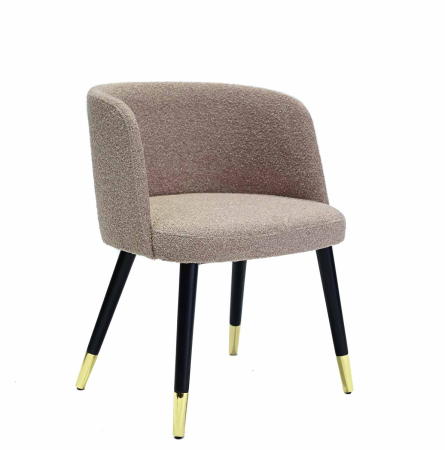 Scaun din lemn negru, textil boucle, roz pudră - MADISON