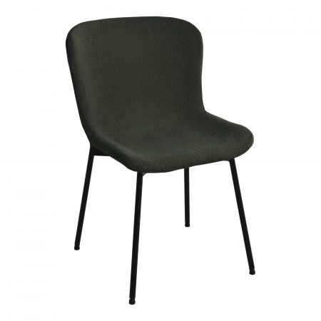 Scaune - Scaun metalic negru, tapițat în textil boucle verde - MACEDA