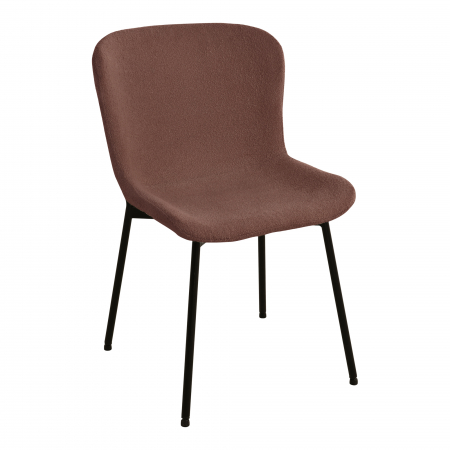 Scaune - Scaun metalic negru, tapițat în textil boucle maro - MACEDA
