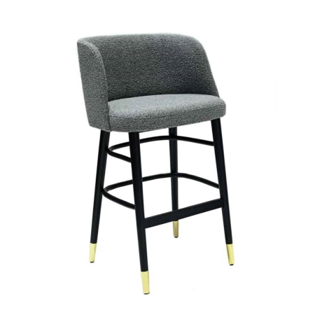 Scaune de bar / insula - Scaun de bar din lemn negru, textil boucle, gri - MADISON BAR
