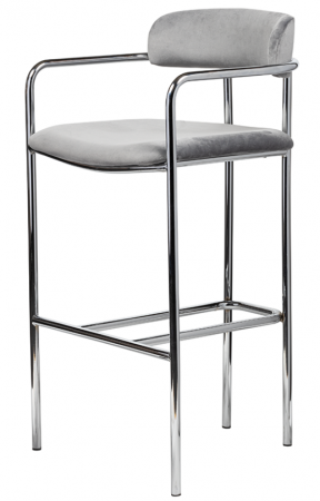 Scaune de bar / insula - Scaun de bar cu structură metalică argintie, tapițat - LENOX