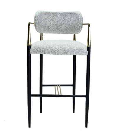 Scaun de bar metalic negru, tapițat în textil boucle - HAMILTON BAR [1]