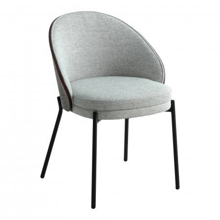 Scaune - Scaun metalic negru, textil gri și MDF - CANELAS