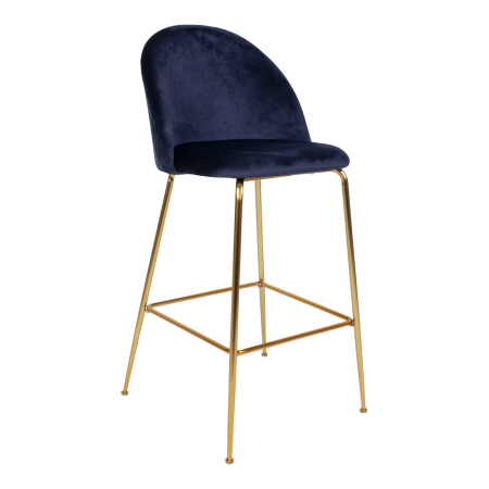Scaune de bar / insula - Scaun de bar din catifea albastră cu picioare aurii - LAUSANNE
