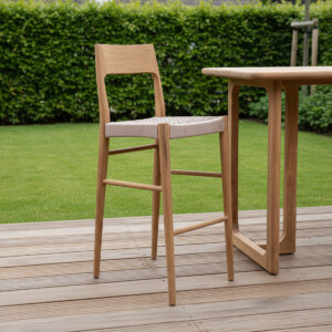 Noutati - Scaun de bar Freya din lemn de tec natur, H77 cm