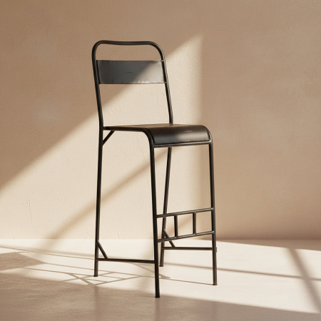 Noutati - Scaun de bar Java din metal negru, H110 cm