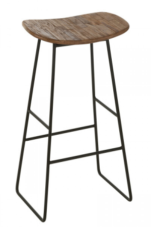 Scaune de bar / insula - Scaun de bar, lemn de tec, structură metalică - TEAK