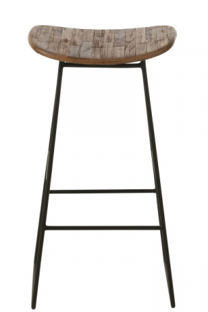 Scaun de bar, lemn de tec, structură metalică - TEAK [1]