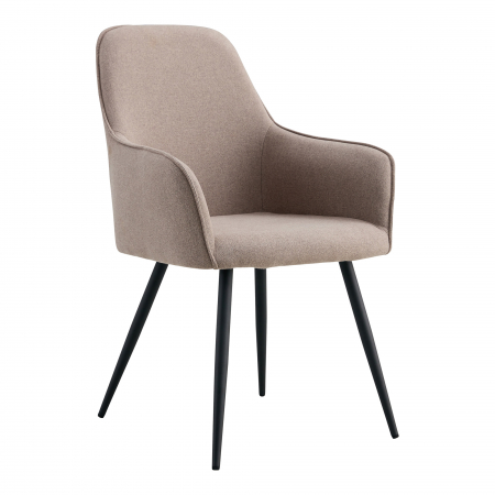 Scaun de dining din textil bej și picioare negre - HARBO