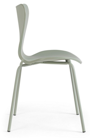 Scaun din fier cu scoică de plastic, verde salvie - TESSA [2]