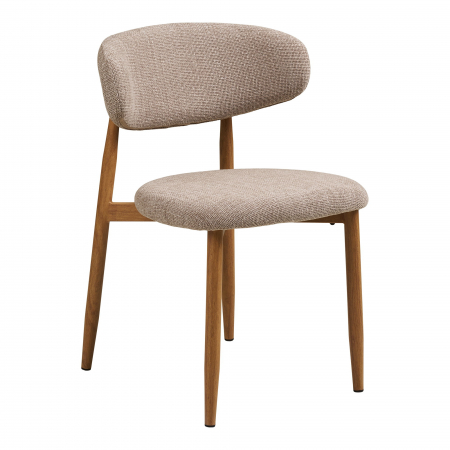 Scaune - Scaun de dining, nisipiu, picioare cu aspect de lemn de stejar- LEVANTO