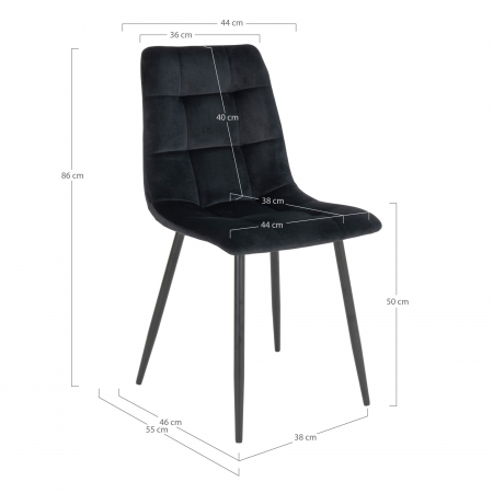 Scaun din catifea neagra și picioare negre - MIDDLEFART [4]
