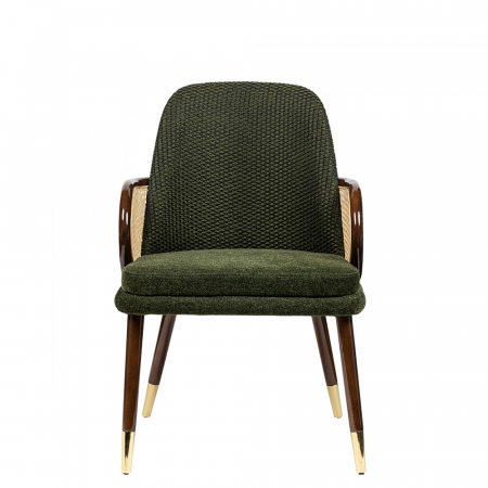 Scaun din lemn de nuc, tapițat în material textil verde - ROMEO [1]