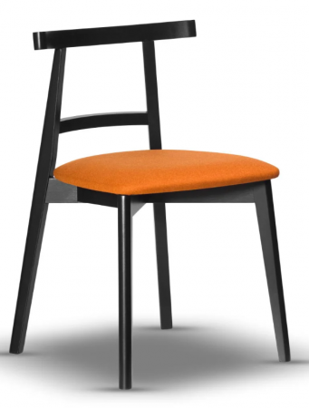 Scaune - Scaun dining, tapițat în material textil portocaliu - MATES