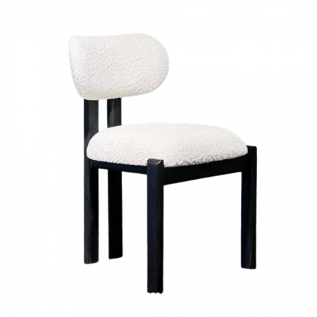 Mobila dining - Scaun din lemn, tapițat în textil boucle - EVE