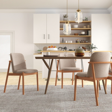 Scaun dining din lemn, sezut tapitat - CLOE [3]