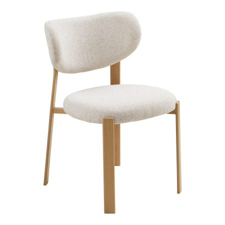 Mobila dining - Scaun dining Savina  alb natural si nuante nisipiu
