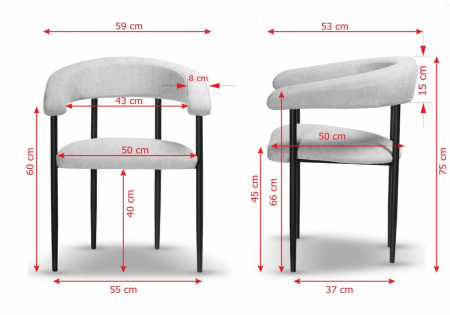 Scaun metalic dining, textil crem - OTTO [4]