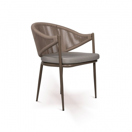 Scaune exterior - Scaun metalic cu șezut tapițat în textil de exterior bej - NUPERA