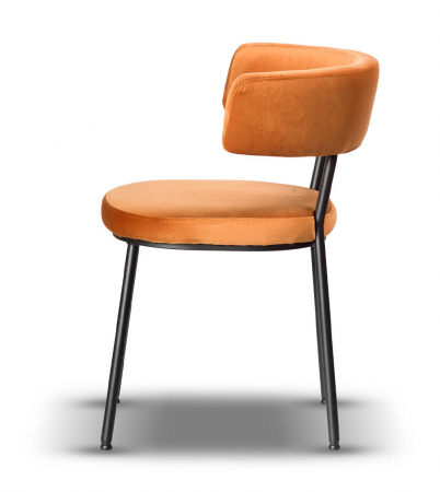 Scaun metalic negru, tapițat catifea portocalie - AVA [2]