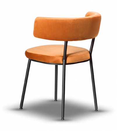 Scaun metalic negru, tapițat catifea portocalie - AVA [3]
