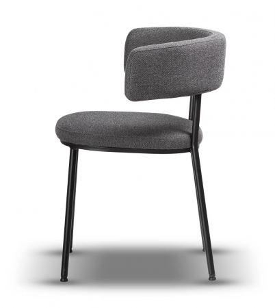 Scaun metalic negru, tapițat textil gri - AVA [3]